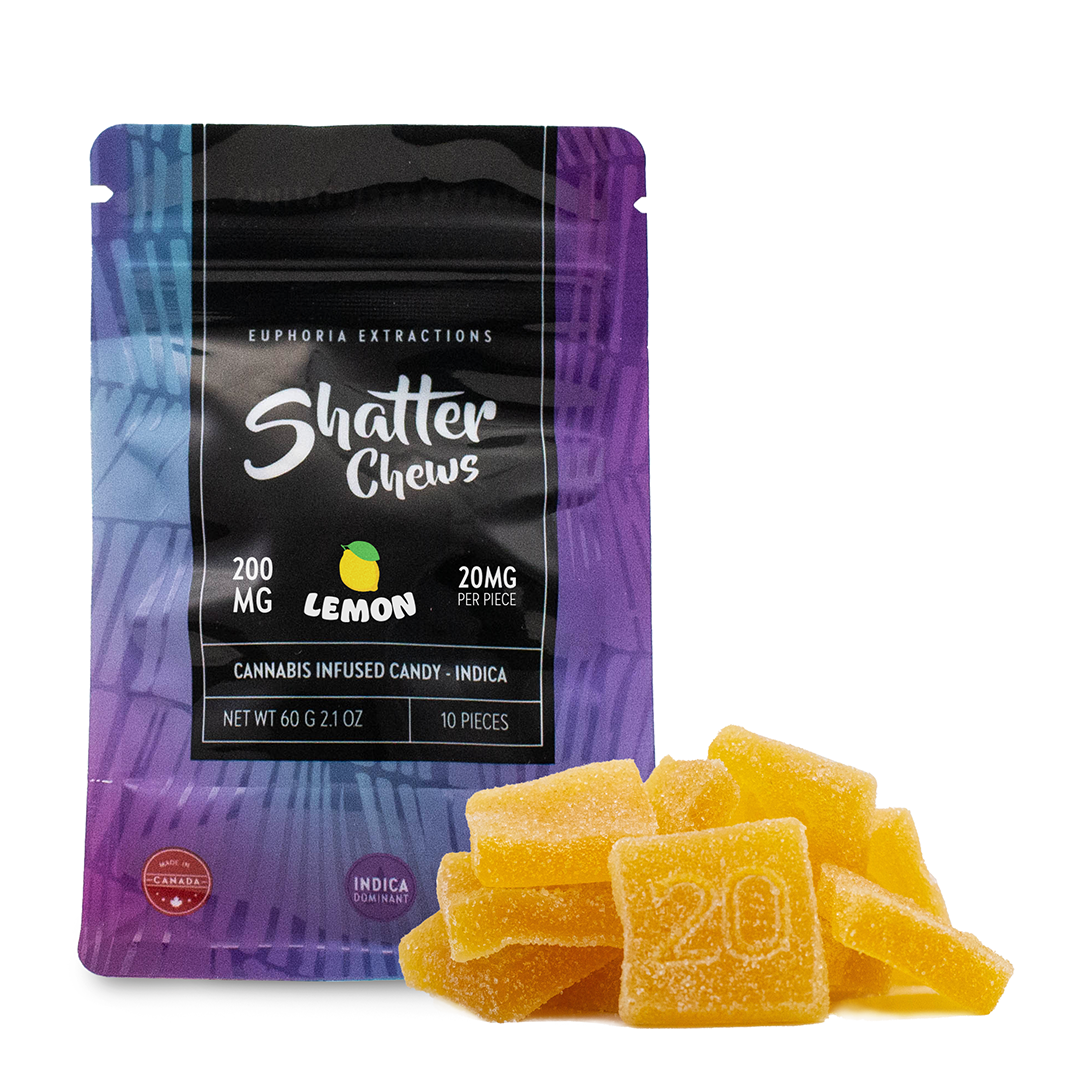 EUPHORIA EXTRACTIONS THC SHATTER CHEWS PACK DE COLLATIONS GÉLULES | 200 MG COMESTIBLES 