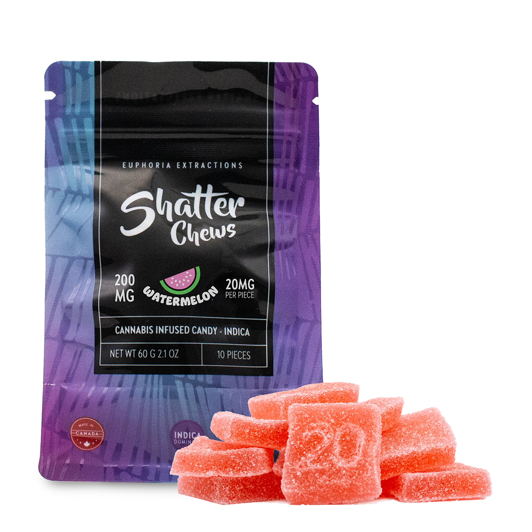 EUPHORIA EXTRACTIONS THC SHATTER CHEWS PACK DE COLLATIONS GÉLULES | 200 MG COMESTIBLES 