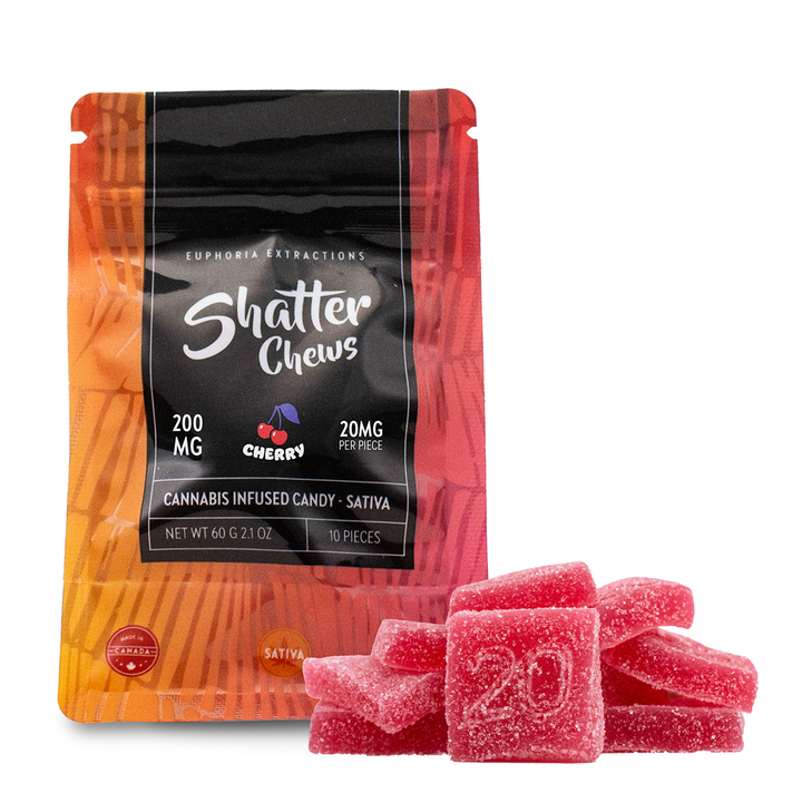 EUPHORIA EXTRACTIONS THC SHATTER CHEWS PACK DE COLLATIONS GÉLULES | 200 MG COMESTIBLES 