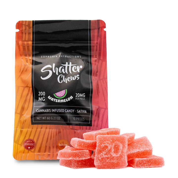 EUPHORIA EXTRACTIONS THC SHATTER CHEWS PACK DE COLLATIONS GÉLULES | 200 MG COMESTIBLES 