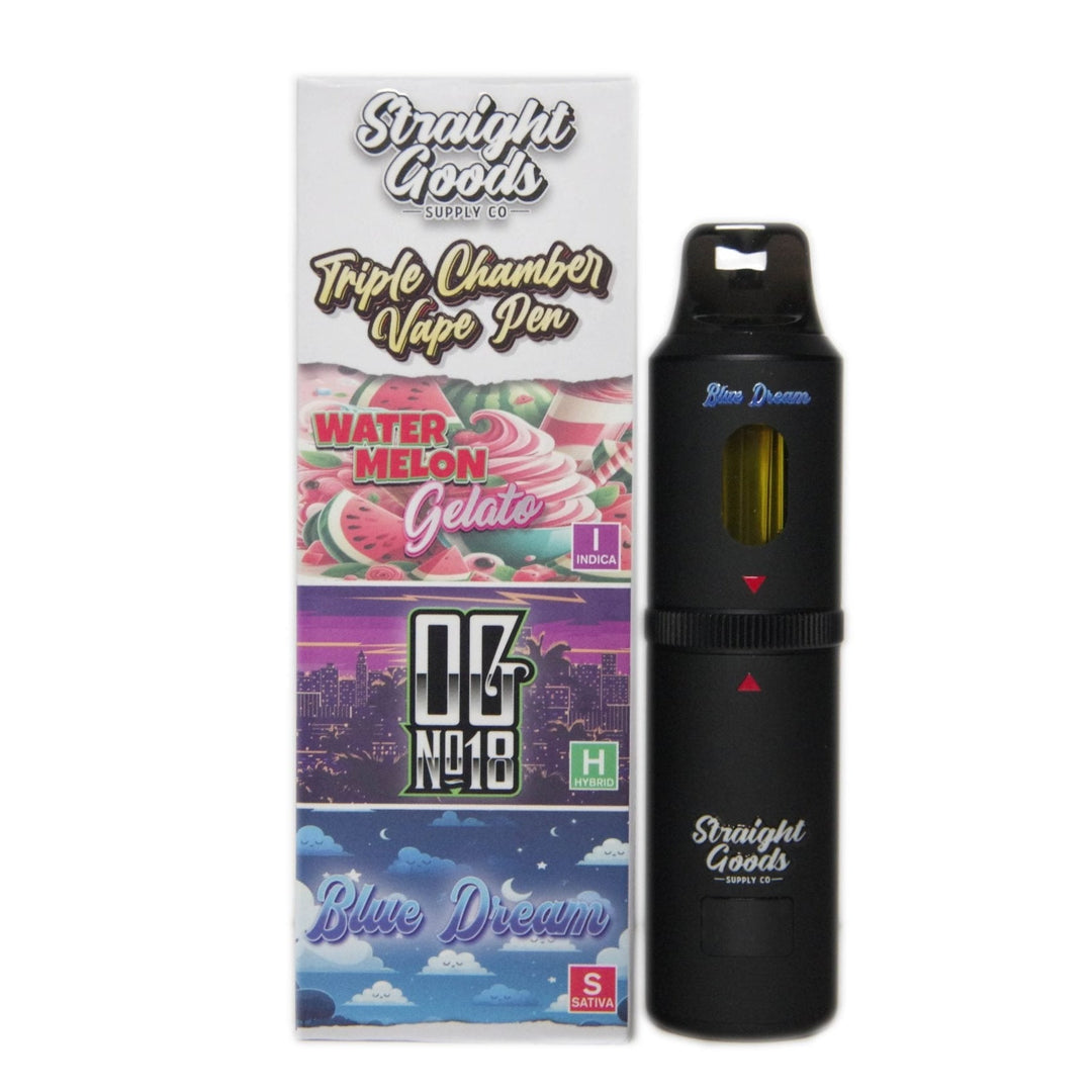 STYLO VAPE JETABLE À TRIPLE CHAMBRE AU THC STRAIGHT GOODS | 9G